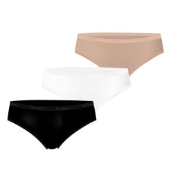 Lot de 3 slips femme  en coton uni et imprimé ceinture fine 2cm BWF
