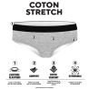 Lot de 3 slips femme  en coton uni et imprimé ceinture fine 2cm BWF
