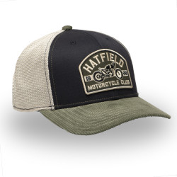 Casquette trucker avec filet bi-matière semi curved avec patch Moto