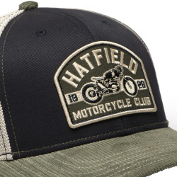 Casquette trucker avec filet bi-matière semi curved avec patch Moto