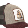 Casquette trucker bi-matière avec filet et écusson animal Grounhog