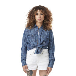 Chemise femme manches longues effet jean Paisley