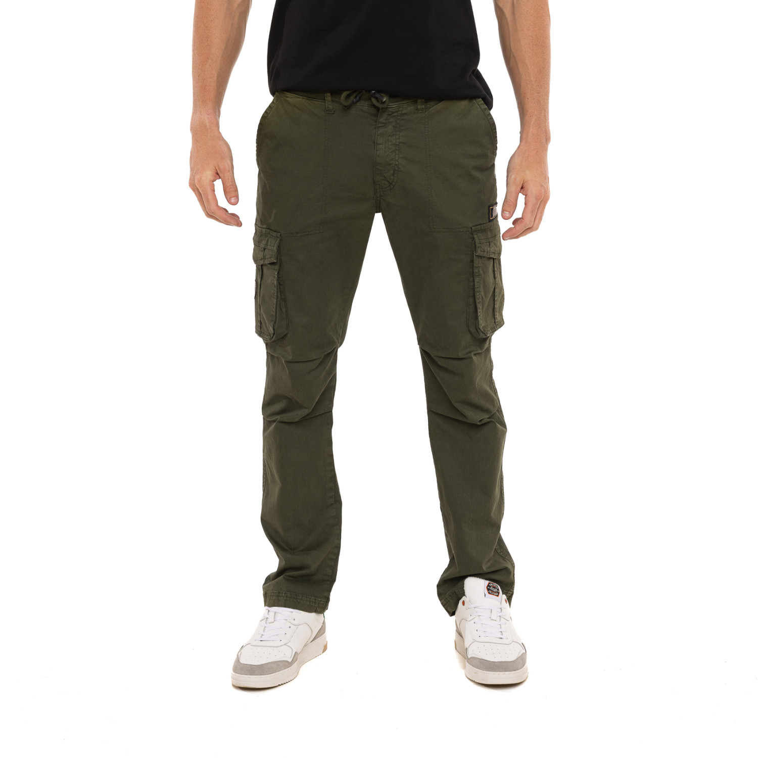 Pantalon droit homme type cargo en canvas avec patchs Fight