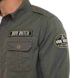 Chemise homme manches longues en twill avec patchs Ivy