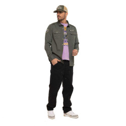 Chemise homme manches longues en twill avec patchs Ivy