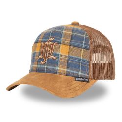 Casquette trucker à carreaux avec filet et visière suédine November