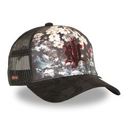 Casquette trucker imprimée avec filet et logo brodé Sakura Waves