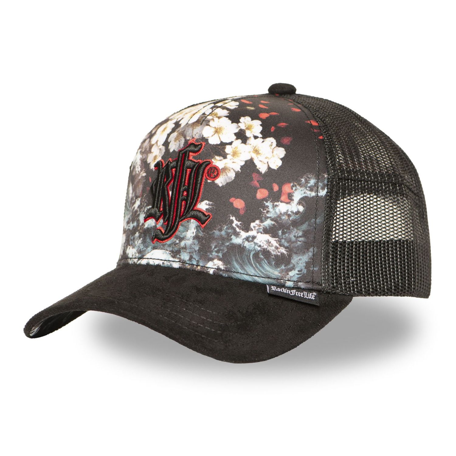Casquette trucker imprimée avec filet et logo brodé Sakura Waves