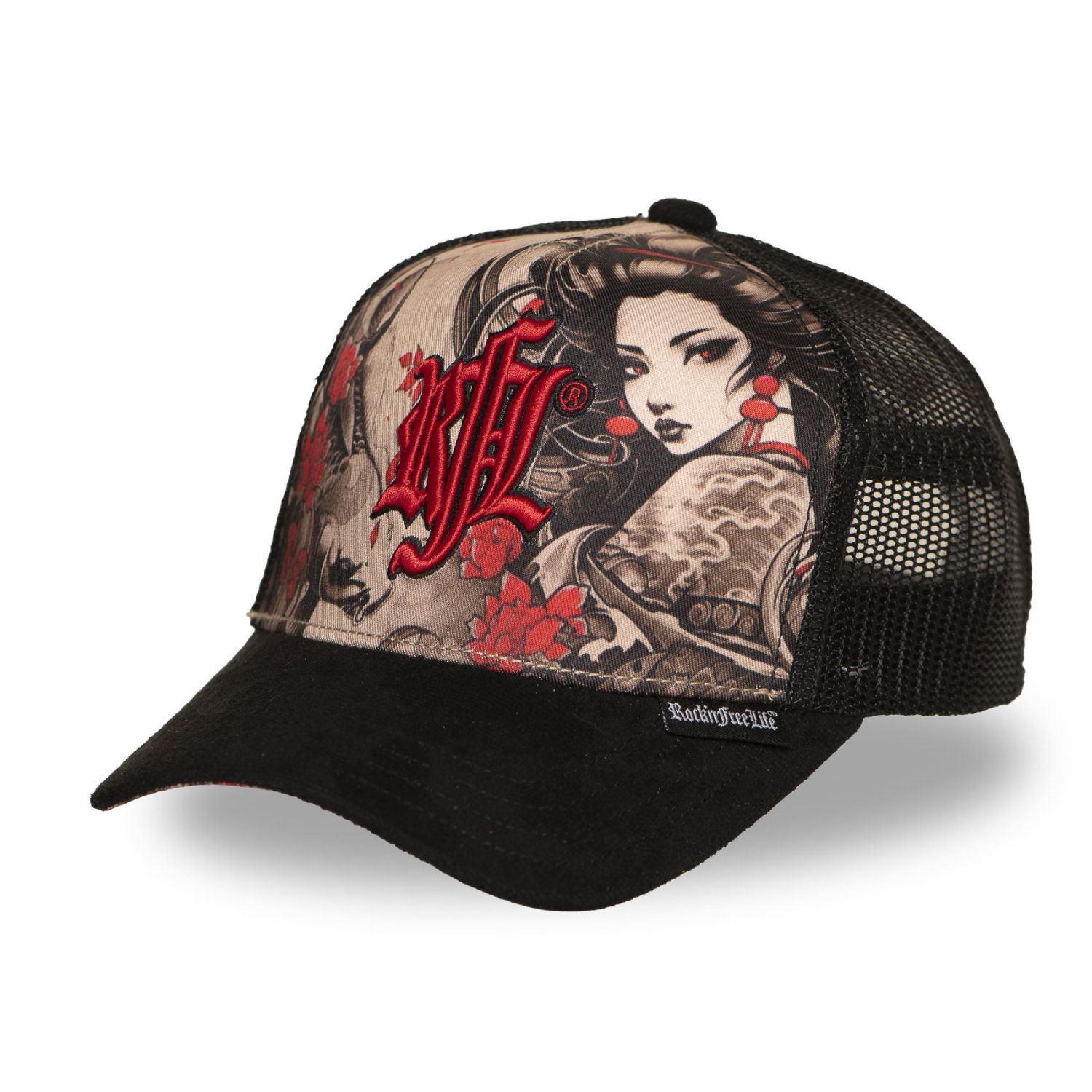 Casquette enfant avec filet, logo brodé et visière suédine