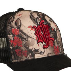 Casquette enfant avec filet, logo brodé et visière suédine