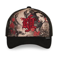 Casquette enfant avec filet, logo brodé et visière suédine