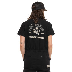 Combinaison femme en coton Twill broderie devant et dos Tigre-Palmier