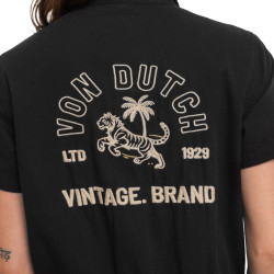 Combinaison femme en coton Twill broderie devant et dos Tigre-Palmier