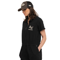 Combinaison femme en coton Twill broderie devant et dos Tigre-Palmier