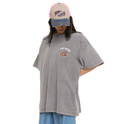 T-shirt femme relax fit col rond lava dye print devant et dos Hand