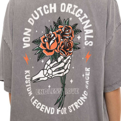 T-shirt femme relax fit col rond lava dye print devant et dos Hand