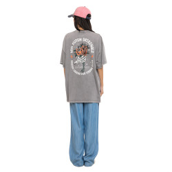 T-shirt femme relax fit col rond lava dye print devant et dos Hand