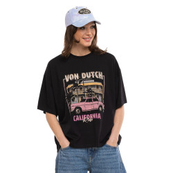 T-shirt femme relax fit col rond print devant Motel