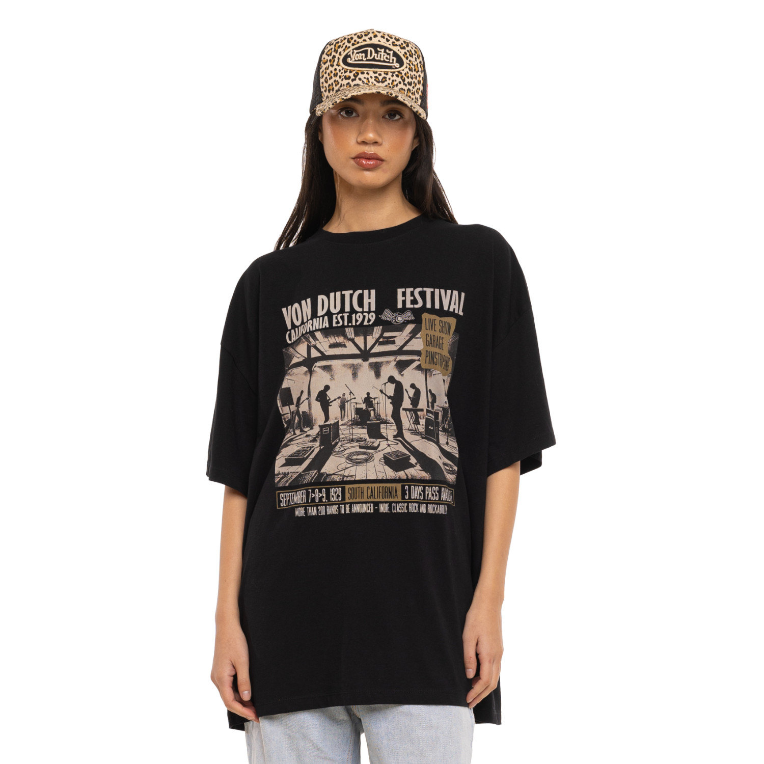 T-shirt femme relax fit col rond print devant Studio