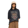 T-shirt femme oversize col rond acid wash print devant et dos Tiger