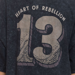 T-shirt femme oversize col rond acid wash print devant et dos Tiger