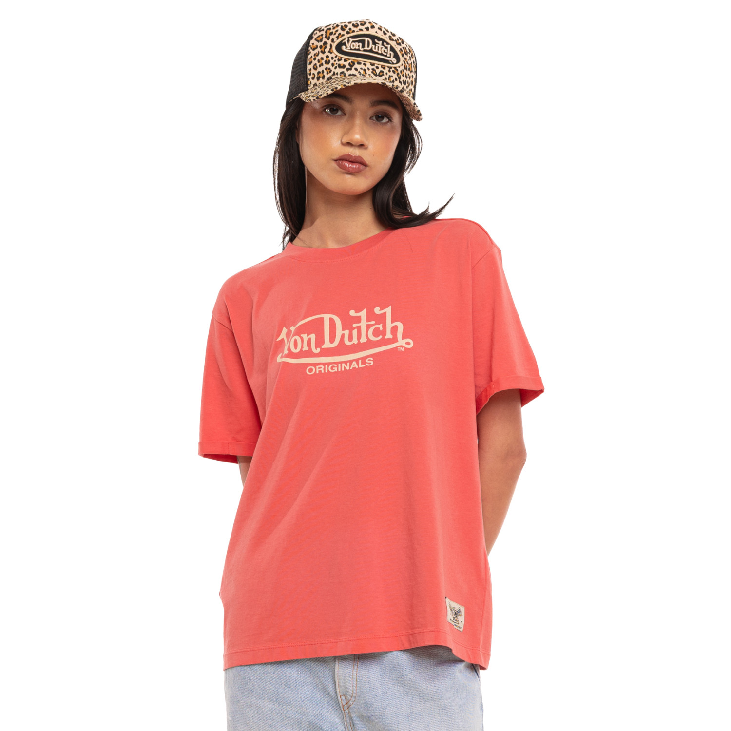 T-shirt femme regular col rond print devant Wash