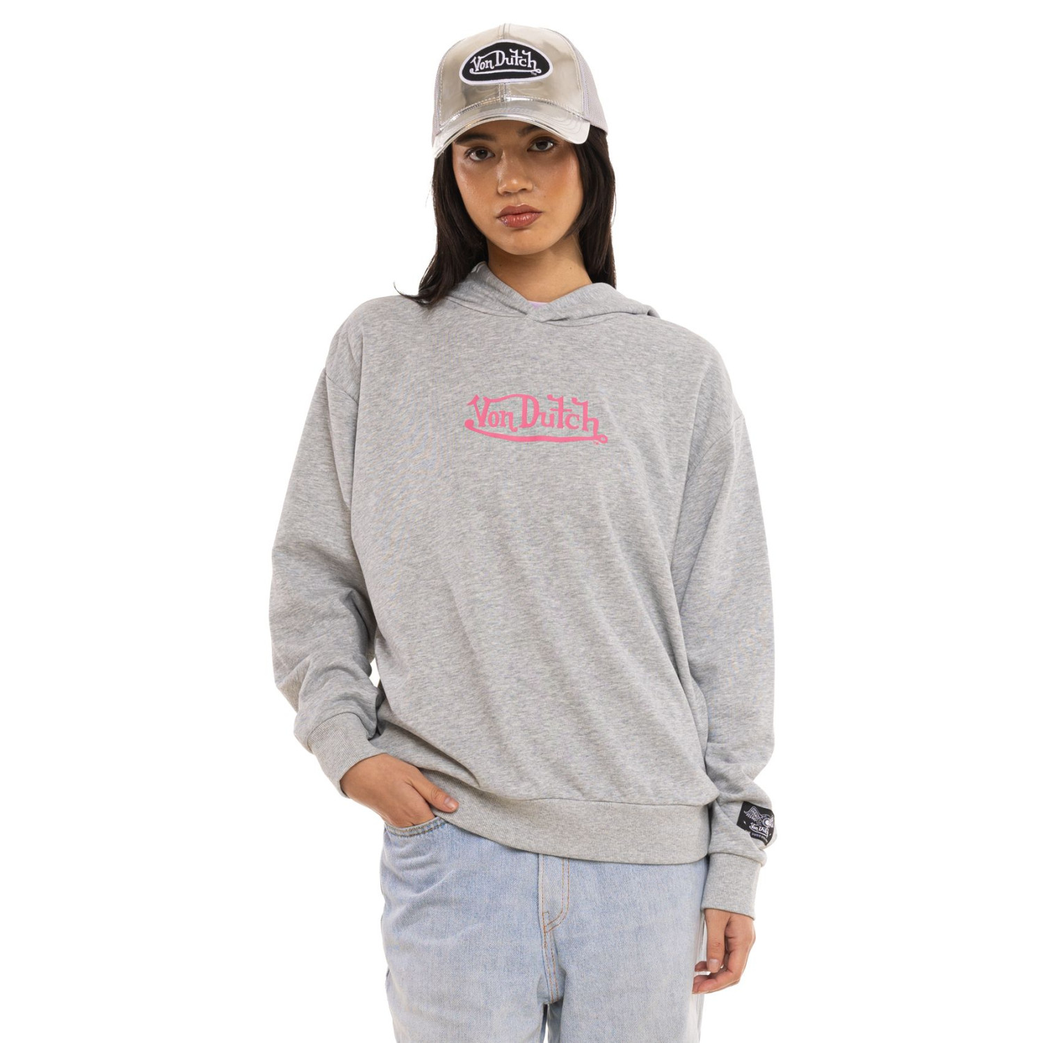 Sweat à capuche femme fr. terry 280GSM touché pêche print devant Lova