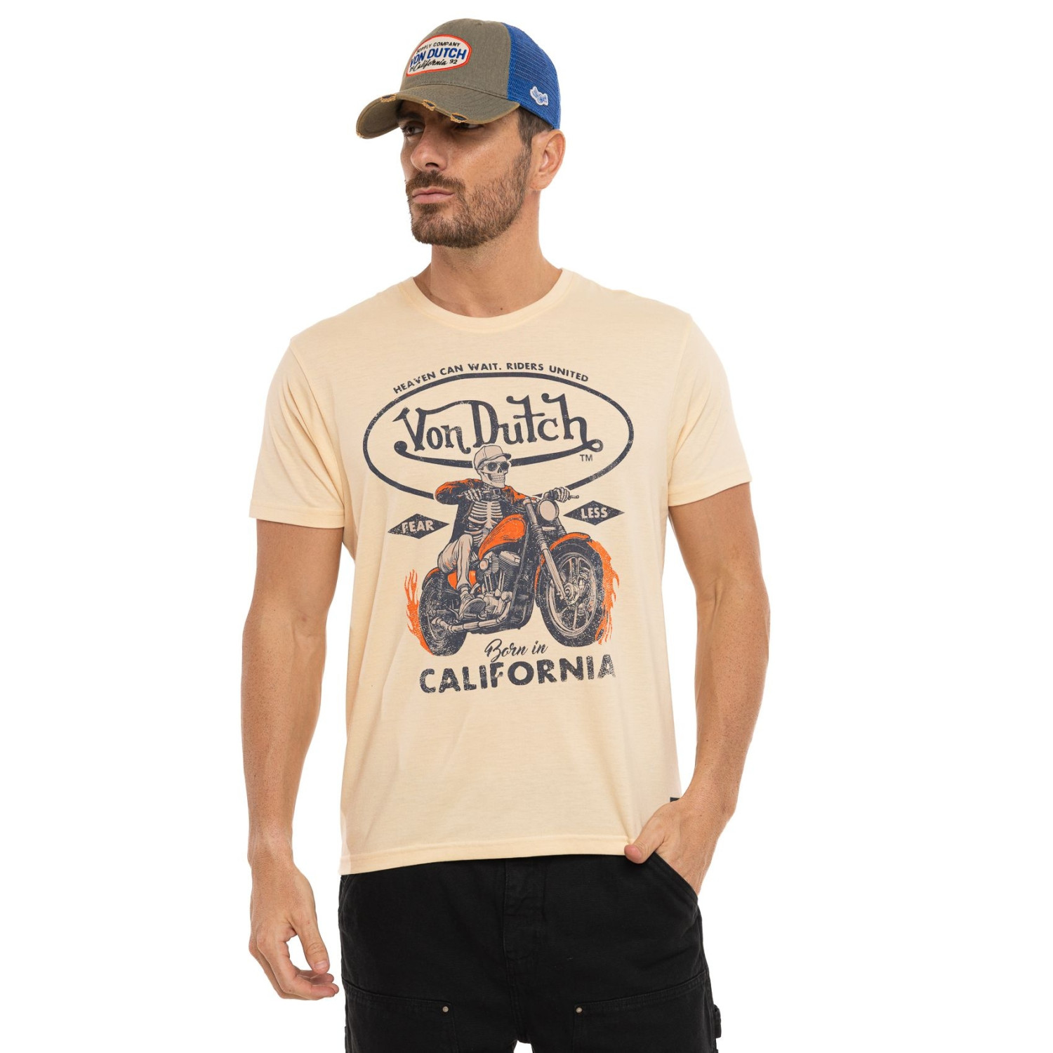 T-shirt homme col rond regular fit effet chiné en jersey Fear