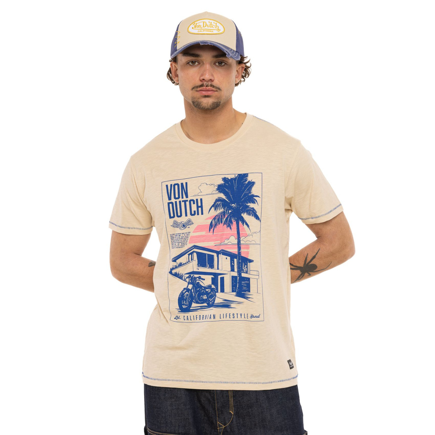 T-shirt homme regular fit col rond en Slub jersey Palm