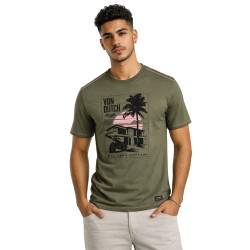 T-shirt homme col rond regular fit slub en jersey Palm