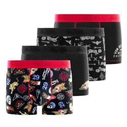 Lot de 4 boxers homme en coton uni et imprimé AOP