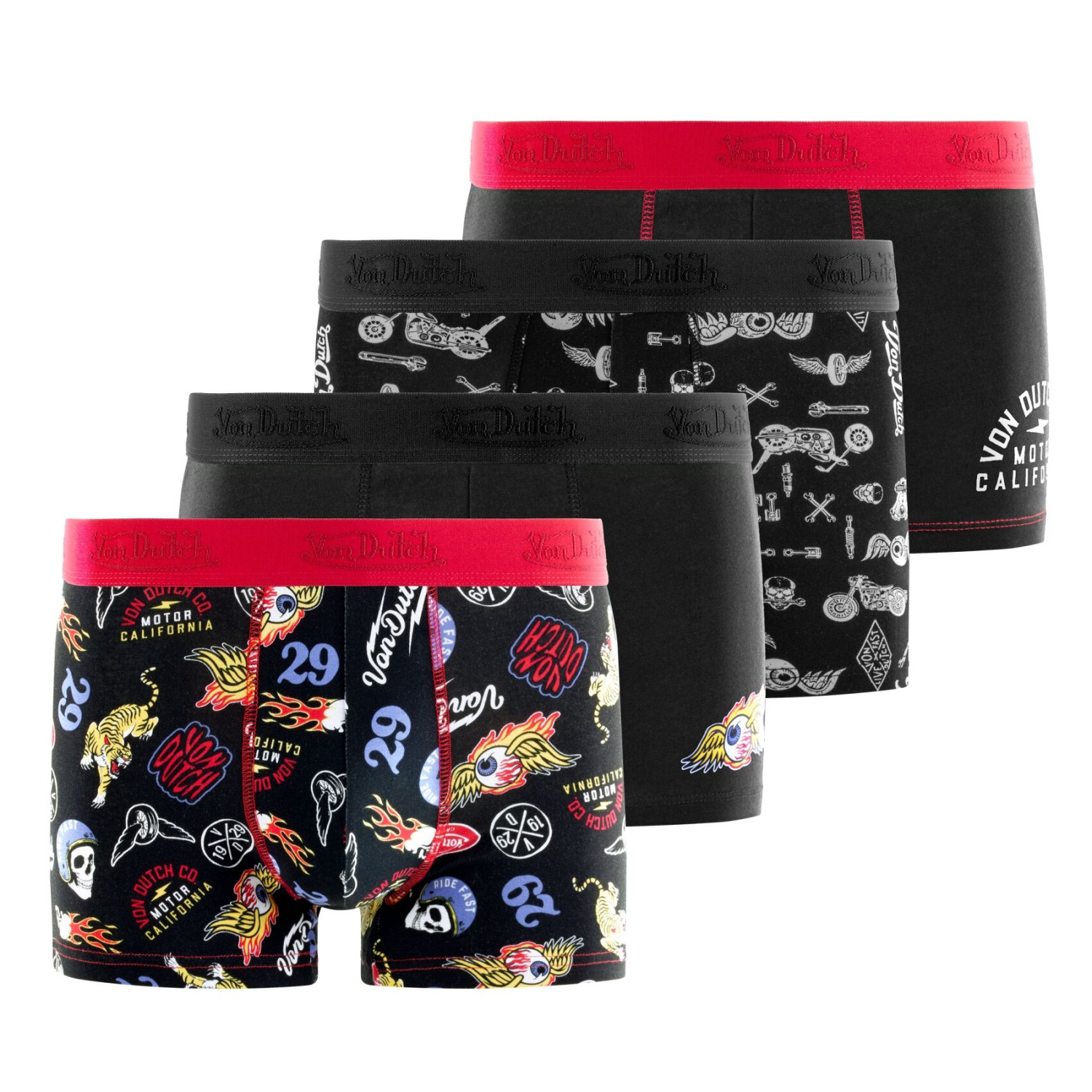 Lot de 4 boxers homme en coton uni et imprimé AOP