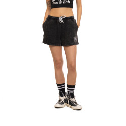 Short femme uni acid wash lien de serrage et patch côté Palm Paradise