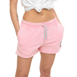 Short femme uni acid wash lien de serrage et patch côté Palm Paradise