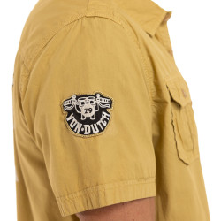 Chemise homme manches courtes en popeline patch et print dos Derek