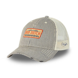Casquette baseball avec filet souple effet usé et écusson Mac Kustom