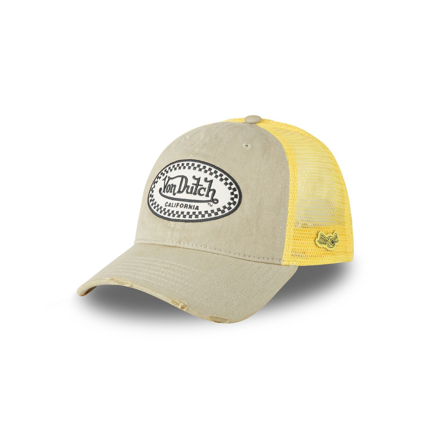 Casquette baseball avec filet effet usé et écusson Mac California