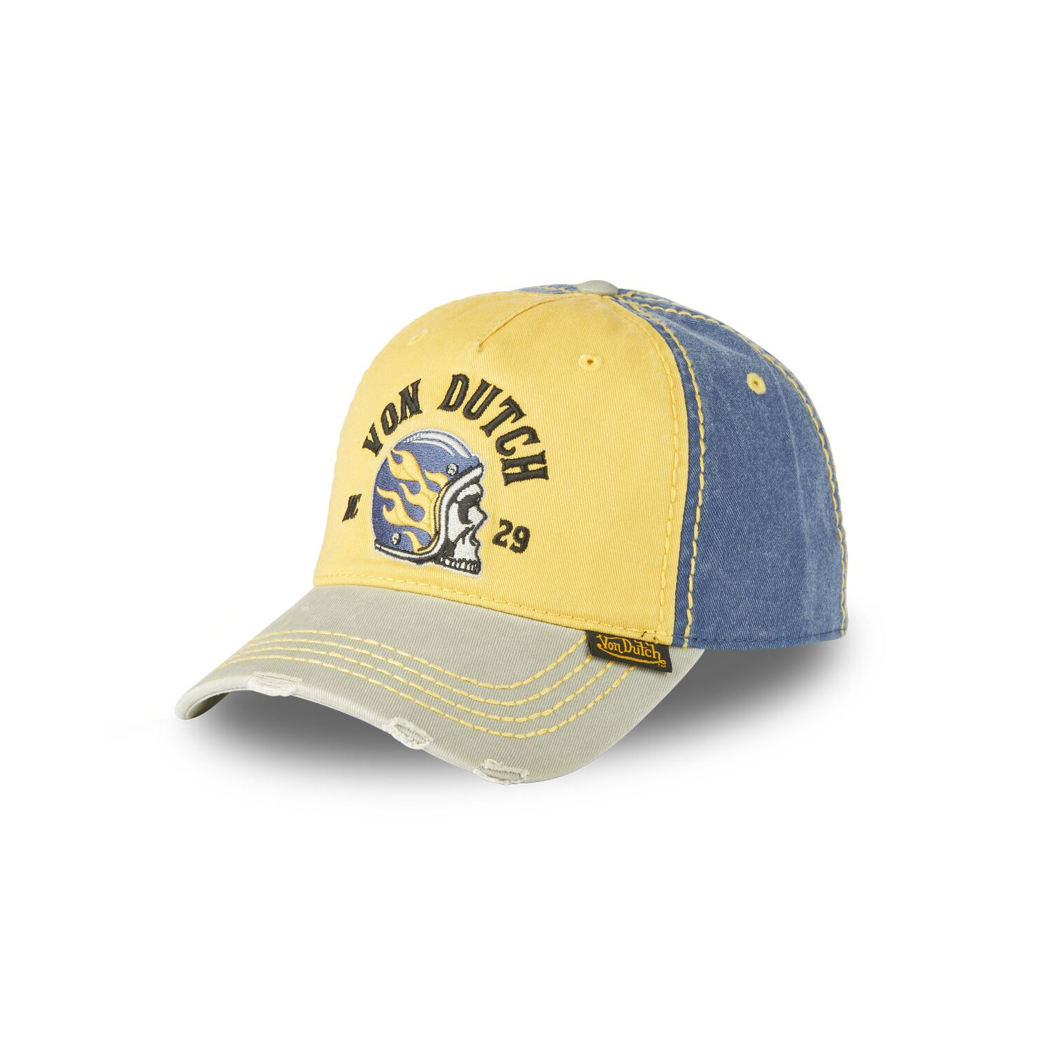 Casquette baseball en coton avec broderie effet usé Retro Helmet