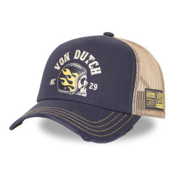Casquette trucker avec filet effet usé avec print Crew Helmet