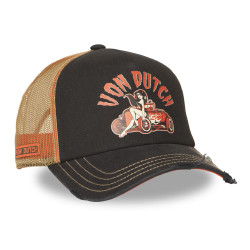 Casquette trucker avec filet effet usé avec print Crew Devil Engine