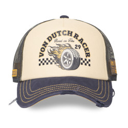 Casquette trucker avec filet effet usé avec print Crew Hard Race
