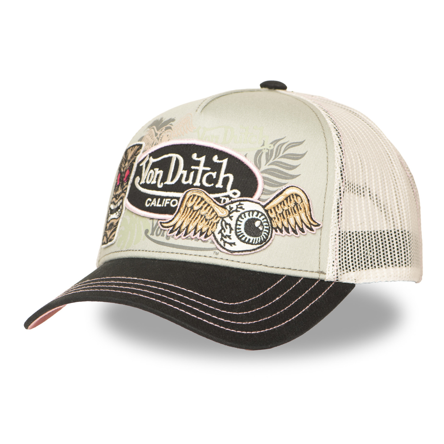 Casquette trucker avec filet et devant imprimé avec écussons Patches