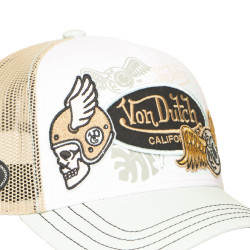 Casquette trucker avec filet et devant imprimé avec écussons Patches
