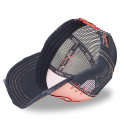 Casquette trucker avec filet effet usé et patch brodé Used