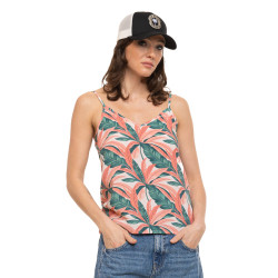 Débardeur type caraco femme fluide avec patch métal Pastel