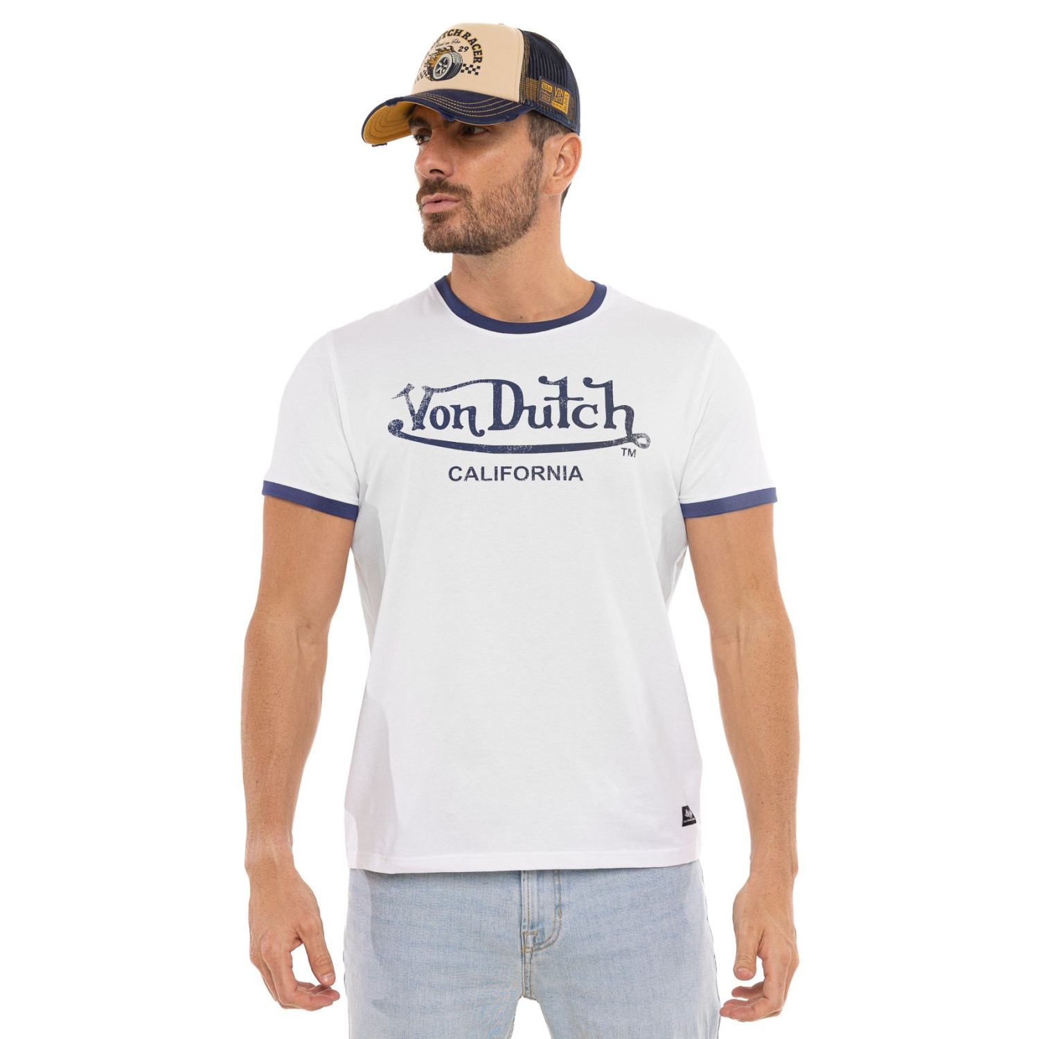 T-shirt  homme en coton stretch col rond avec print devant Blast
