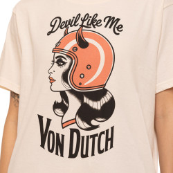 T-shirt femme col rond regular avec print devant et dos Devil