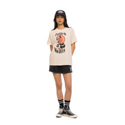T-shirt femme col rond regular avec print devant et dos Devil