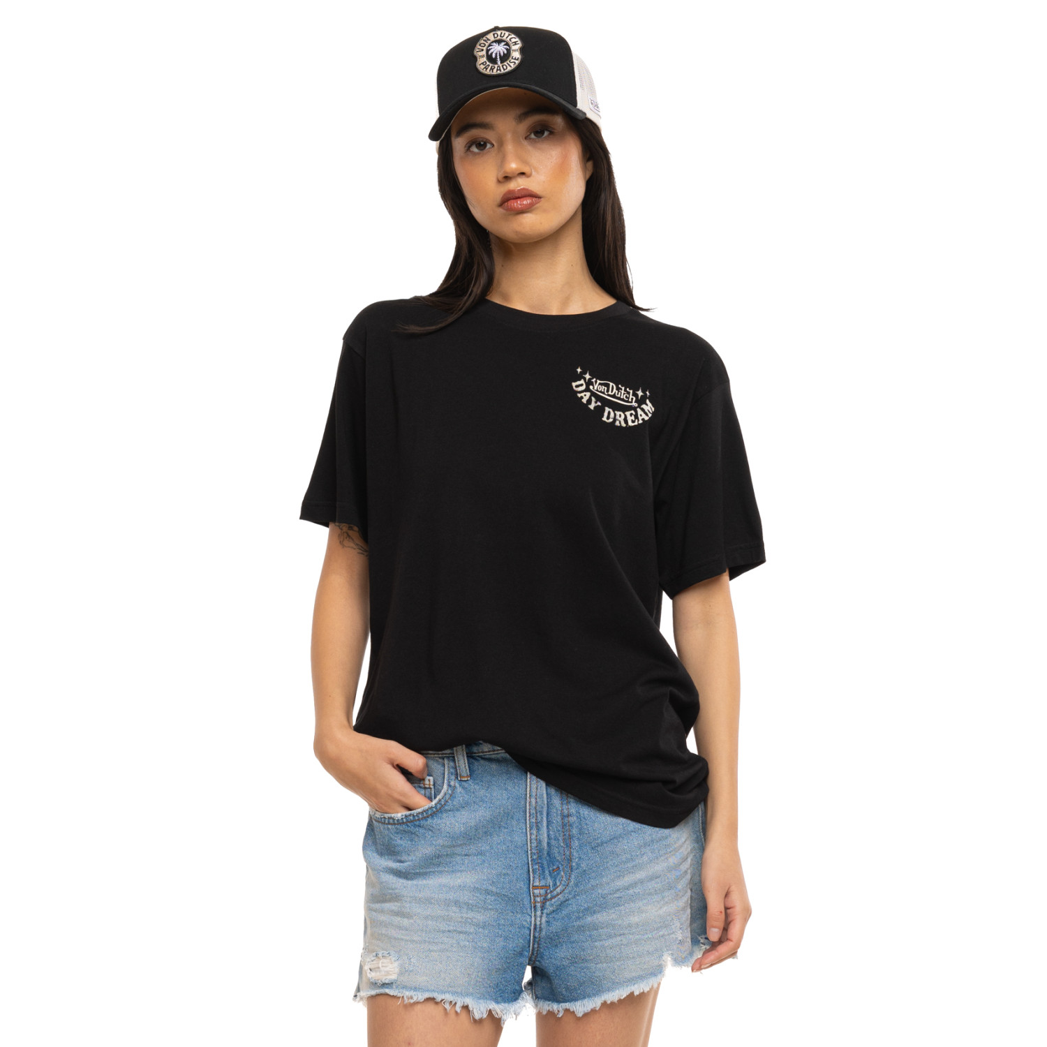 T-shirt femme loose col rond print devant et dos Pin Up