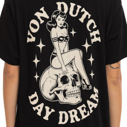 T-shirt femme loose col rond print devant et dos Pin Up